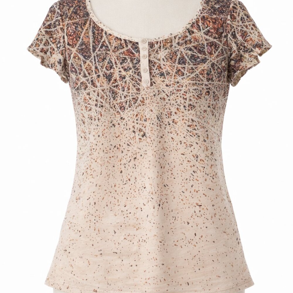 Noracora Floral Print Top in Cream and Black Size S Multicolor Lightweight Boho